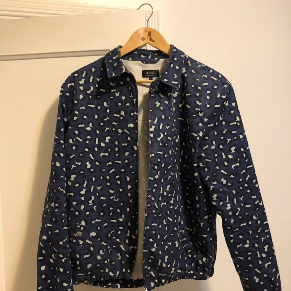 APC Blue Leopard Print Bomber